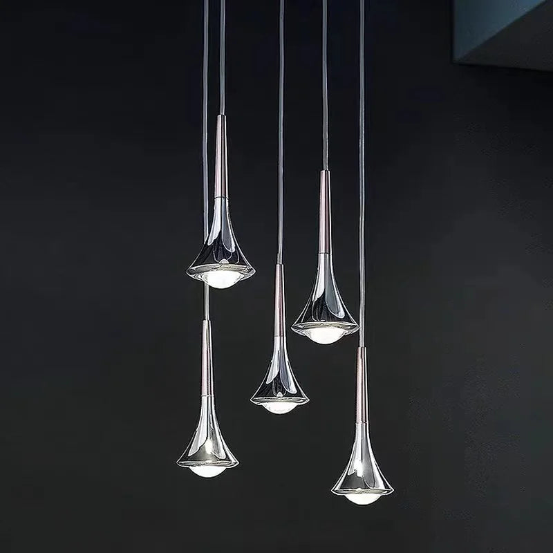 DecorBites™ LED Rain Staircase Chandelier: Modern Nordic Design Indoor Lighting for Bar Island
