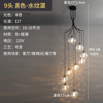 DecorBites™ LED Glass Ball Chandelier Ceiling Light for Living Room Dining Loft Decor