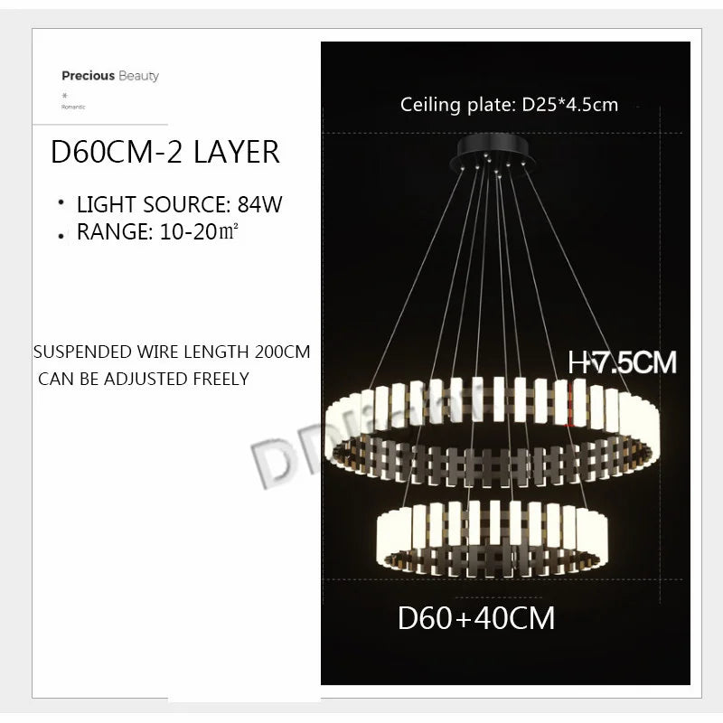 DecorBites™ Lstre Modern Circle Chandelier for Bright 360° Lighting in Living Room, Bedroom, Kitchen