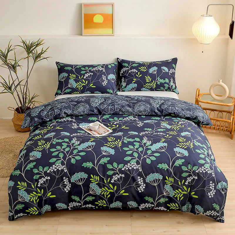 DecorBites™ Brushed Printed Duvet Cover Set with 2 Pillowcases, Queen/Single Size