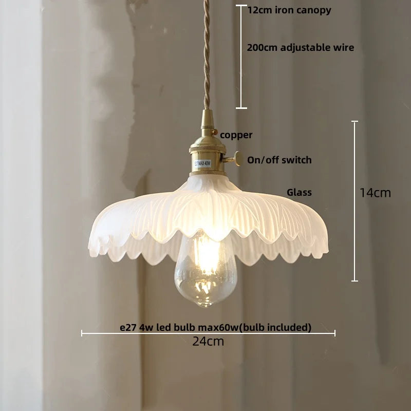 DecorBites™ White Glass LED Pendant Lights with Walnut Wood Details