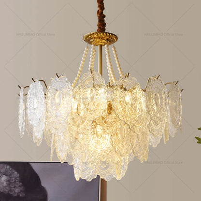 DecorBites™ Cream Crystal Chandelier: French Light Luxury for Living Room, Bedroom, Dining Room
