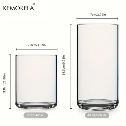 DecorBites™ BPA-Free Borosilicate Drinking Glasses Set - Set of 6/4 | Heat Resistant and Dishwasher Safe