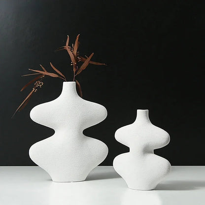 DecorBites™ Geometric Ceramic Vase Set Black White Crafts Home Decor Flower Arrangement
