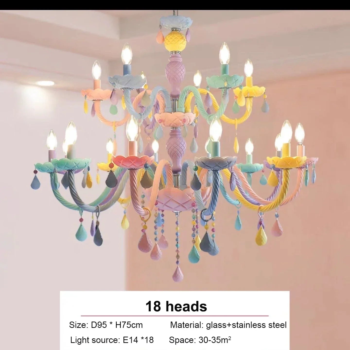 DecorBites™ Crystal Chandelier Modern Macaron Color Children Room Luminaire