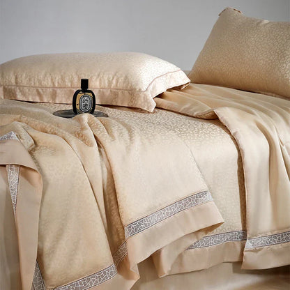 DecorBites™ Leopard Jacquard Summer Quilt Bedding Set with Bed Sheet & Pillowcase