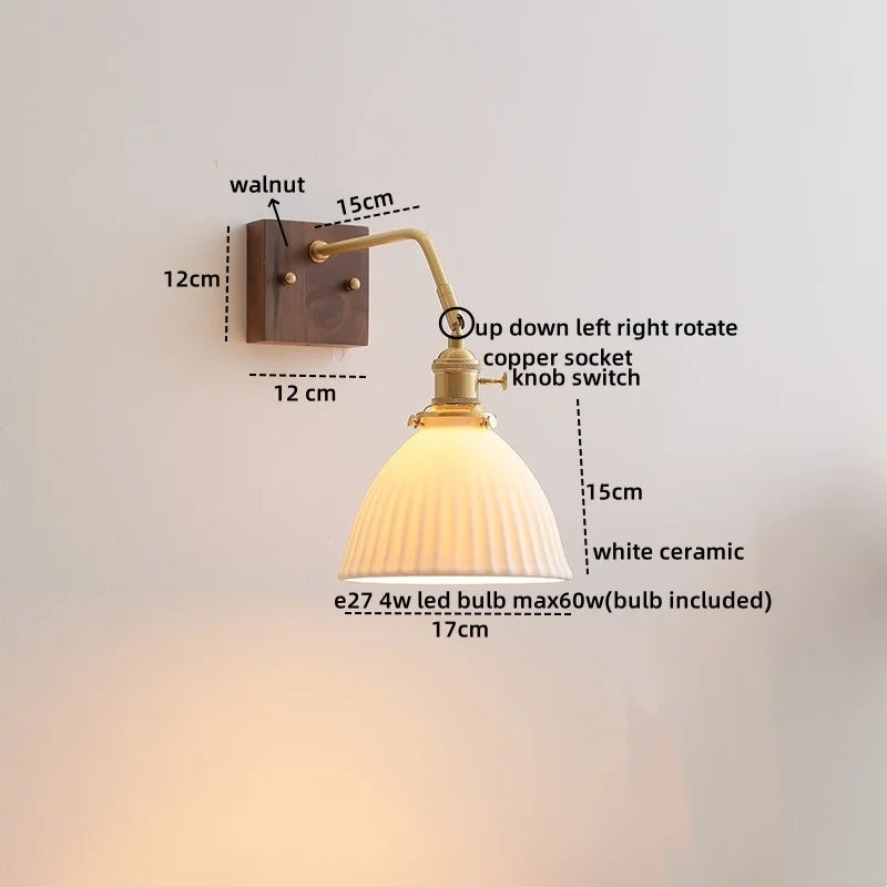 DecorBites™ Amber Glass LED Wall Sconce Pull Chain Switch.