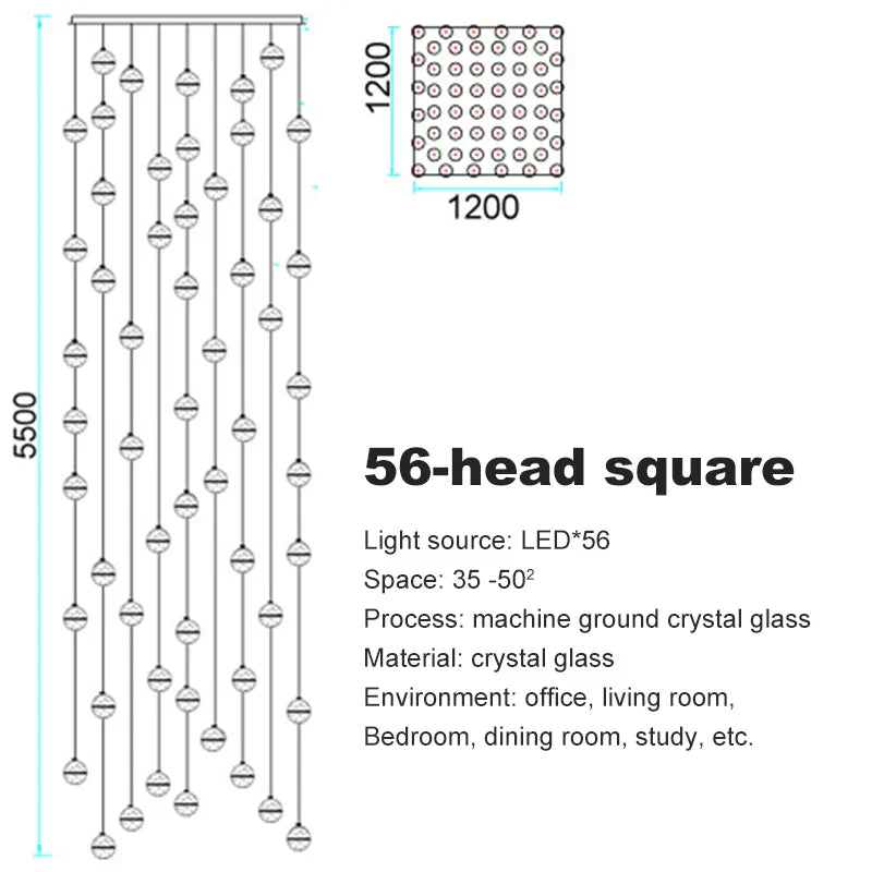 DecorBites™ Crystal Ball Chandelier Pendant Light for Staircase Hallway Bar Décor