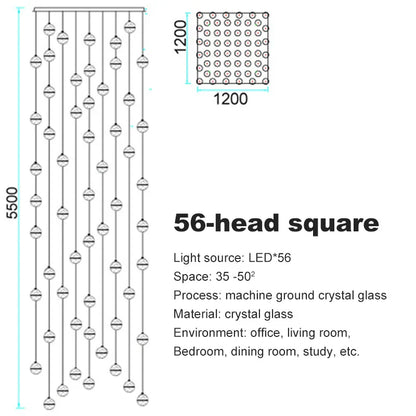 DecorBites™ Crystal Ball Chandelier Pendant Light for Staircase Hallway Bar Décor