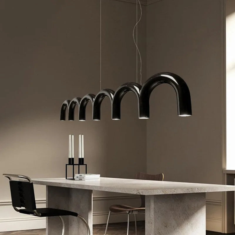 DecorBites™ Blue Metal Arch Chandelier Pendant Light - Modern Design for Home Décor