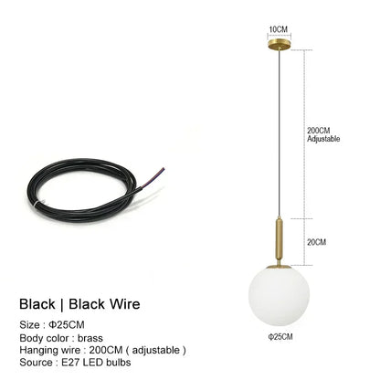 DecorBites™ Glass Ball LED Pendant Chandelier for Bedroom Dining Room Kitchen Island