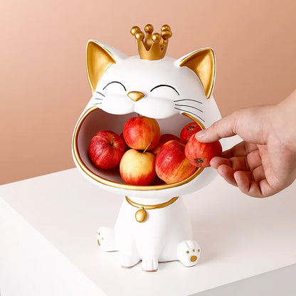 DecorBites™ Lucky Cat Sculpture: Modern Table Decoration & Storage Box Ornament