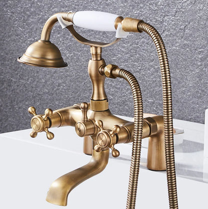 DecorBites™ Antique Chrome Bathtub Shower Mixer Faucet Tap Set for Bathroom