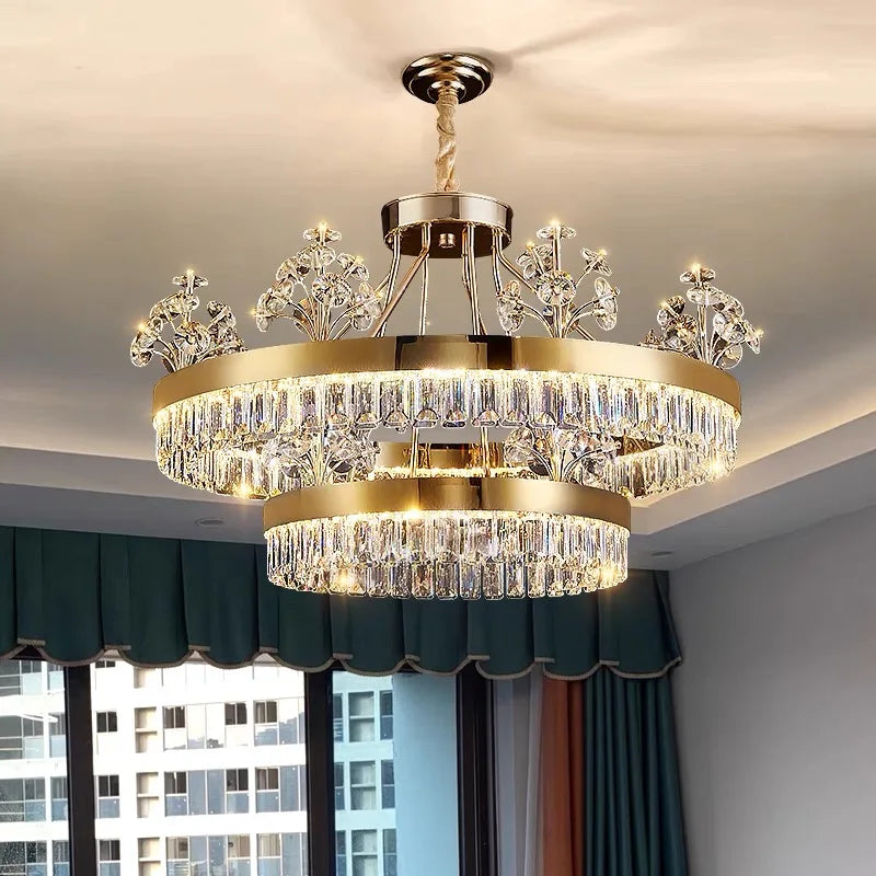 ™ Luxe Crystal Ceiling Chandelier - Elegant Home Decor Hanging Light for Living Room