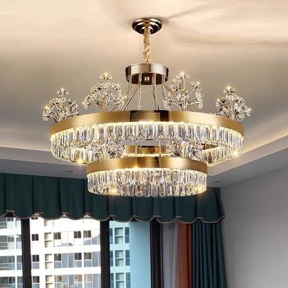 ™ Luxe Crystal Ceiling Chandelier - Elegant Home Decor Hanging Light for Living Room