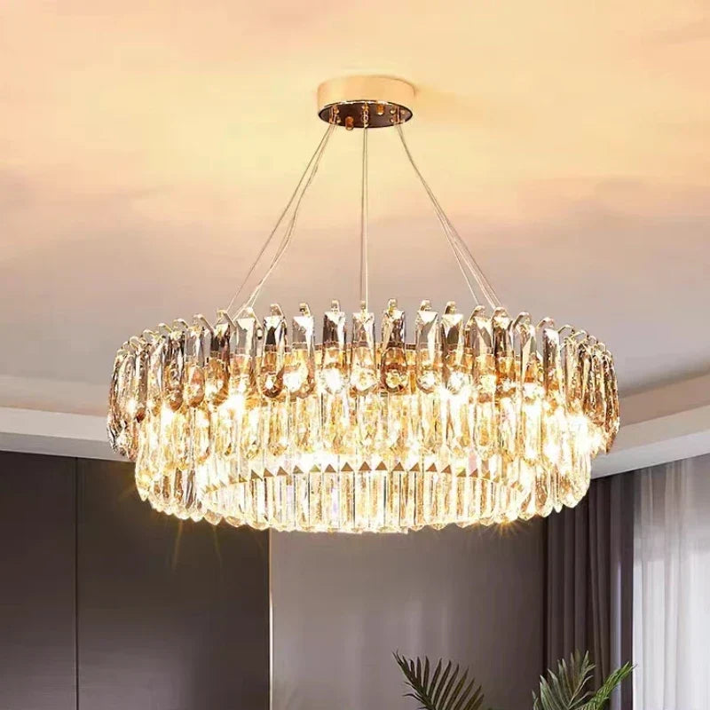 ™ Gold Crystal Chandelier: Luxury Lighting for Dining Living Bedroom Kitchen Island