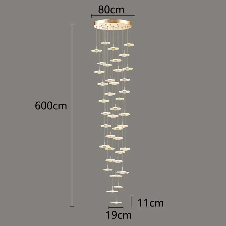 DecorBites™ Crystal Chandelier Stair Pendant Lamp Living Room Pendant Lights Interior Lighting