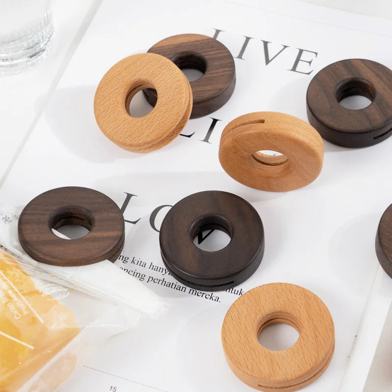 DecorBites™ Black Walnut Donuts Bag Clip: Wooden Sealing Clips for Stylish Kitchen Organization