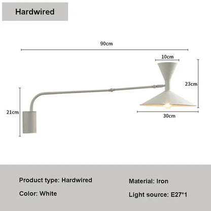 DecorBites™ Adjustable Long Arm Wall Lamp for Reading, Bedroom, LED Minimalist Swing Lighting