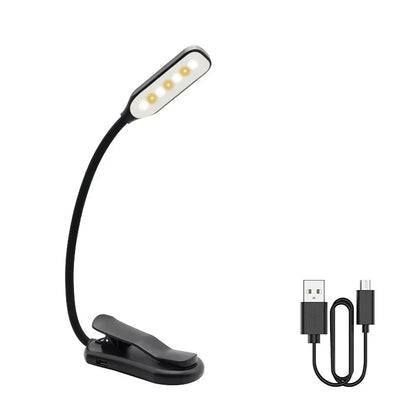 DecorBites™ 7 LED Book Light: Rechargeable Reading Lamp with 3-Level White Light Clip-On