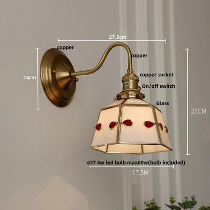 DecorBites™ Glass Brass Wall Sconce LED Light Fixture for Dining Living Room Bathroom Mirror