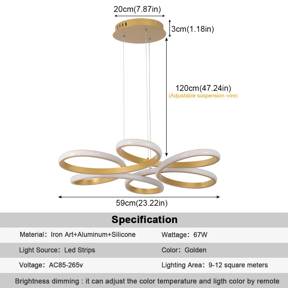 ™ Gold Flower Acrylic Pendant Chandelier - Modern LED Ceiling Light