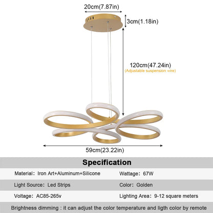 ™ Gold Flower Acrylic Pendant Chandelier - Modern LED Ceiling Light
