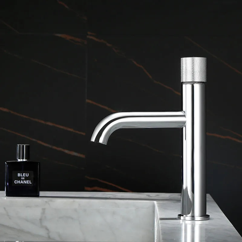DecorBites™ Brushed Gold Basin Faucet: Solid Brass Hot Water Mixer Sink Tap