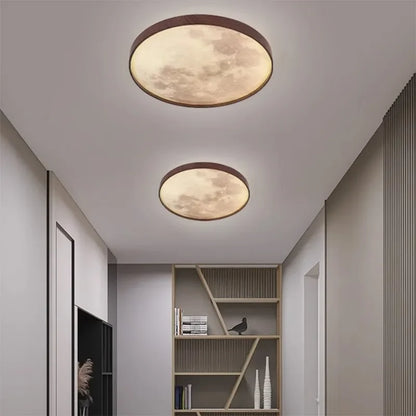 DecorBites™ LED Moon Wood Ceiling Light 26/34CM Walnut Decor - Bedroom Living Room Home Illumination