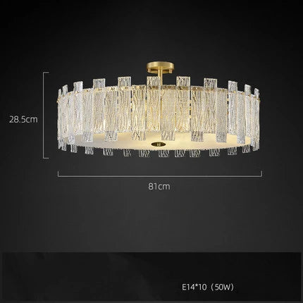 DecorBites™ Art Deco Golden Copper Glass Chandelier LED Lighting Fixture
