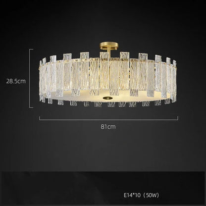 DecorBites™ Art Deco Golden Copper Glass Chandelier LED Lighting Fixture