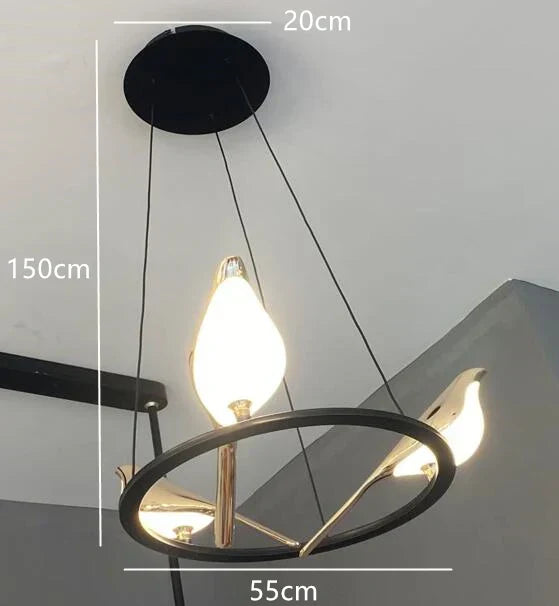 DecorBites™ Gold Magpie Bird Ceiling Chandelier: Modern Home Interior Lighting for Living Dining Kitchen