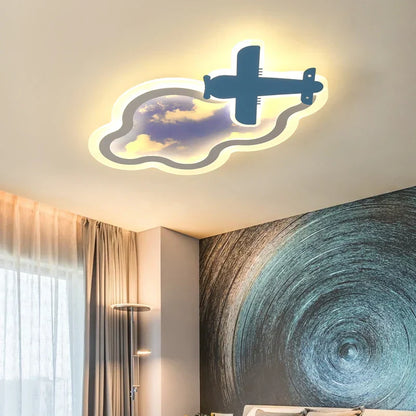 DecorBites™ Blue Sky Airplane Chandelier: Kids Study Room Decoration & Dimmable Indoor Lighting