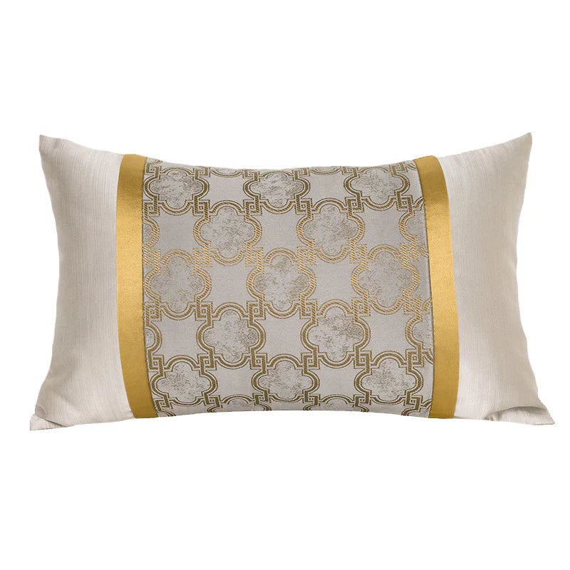 DecorBites™ Gold Quatrefoil Geometric Jacquard Pillow Cover - Luxury Home Decor
