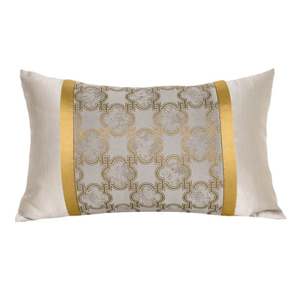 DecorBites™ Gold Quatrefoil Geometric Jacquard Pillow Cover - Luxury Home Decor