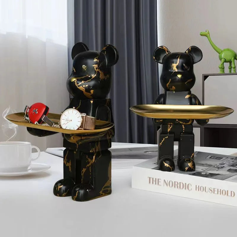 DecorBites™ Bear Figurine Sculpture Modern Room Decor Table Statue Keys Storage Shelf