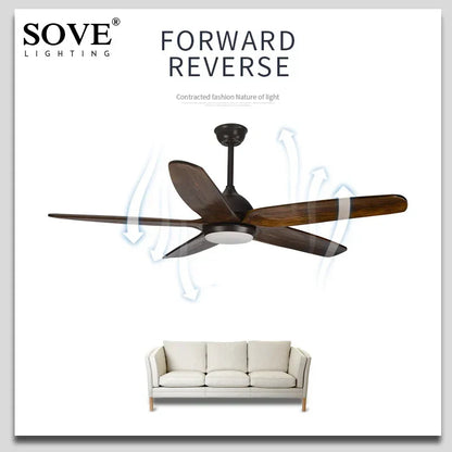 DecorBites™ 60" Wood Blade Ceiling Fan with LED Light & Remote Control