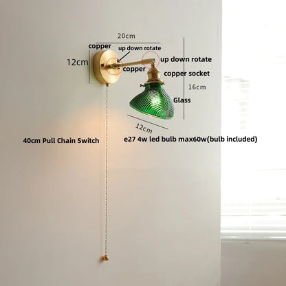 DecorBites™ Brass Swing Arm LED Wall Light Fixture with Rotatable Arms & Pull Chain Switch