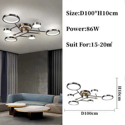 DecorBites™ Gold/Black Pendant Light Chandelier for Living Room Dining Bedroom - Modern Nordic Ceiling Lamps
