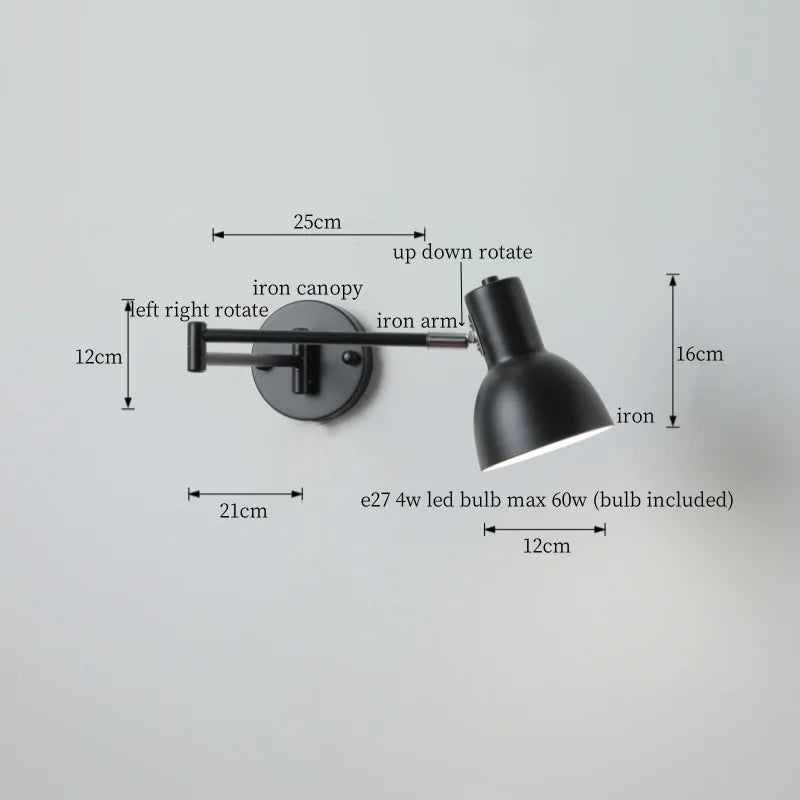 DecorBites™ Black Iron LED Wall Sconce for Home Decor - Modern Nordic Style