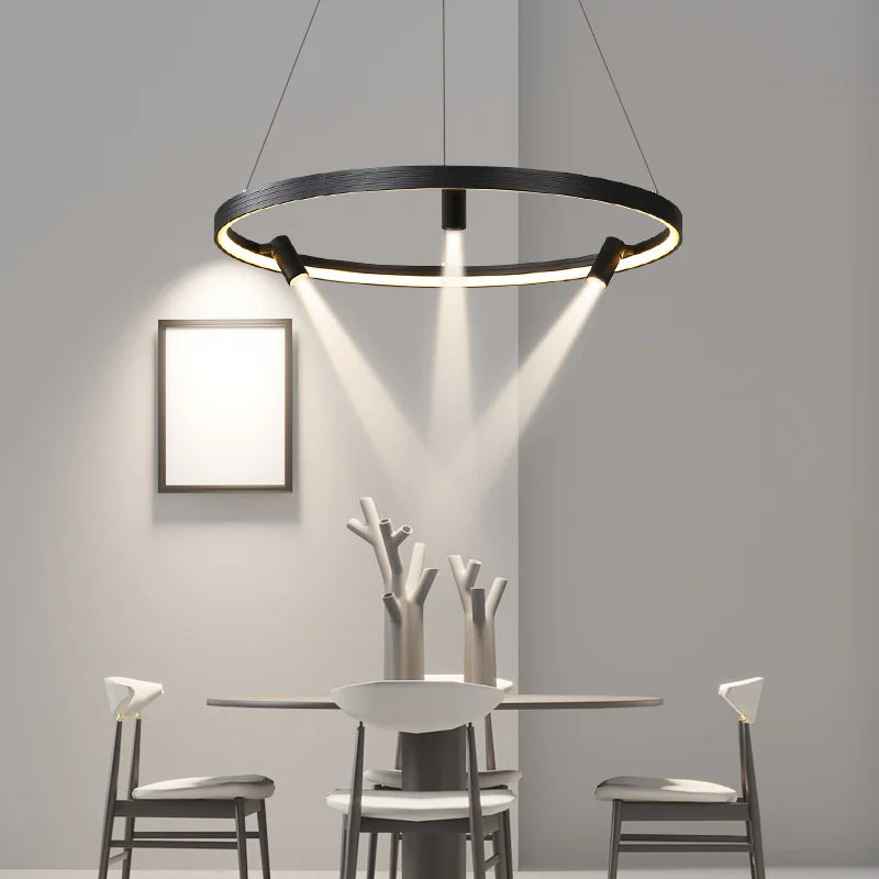 DecorBites™ Black Round Spotlight Chandelier Pendant Light for Home Decor and Dining Room