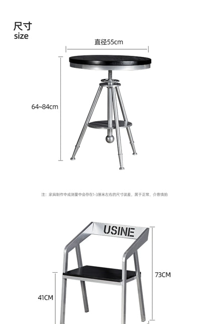 DecorBites™ Industrial Iron Art Solid Wood Dining Chair for Coffee Shop & Bar