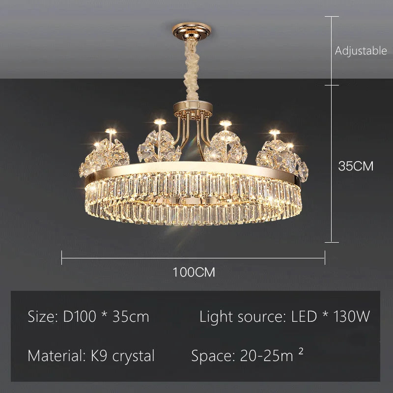 ™ Luxe Crystal Ceiling Chandelier - Elegant Home Decor Hanging Light for Living Room