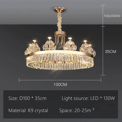 ™ Luxe Crystal Ceiling Chandelier - Elegant Home Decor Hanging Light for Living Room