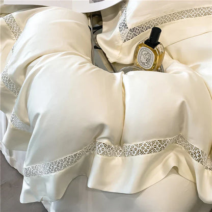 DecorBites™ Eucalyptus Fiber Lace Bedding Set for Soft, Silky & Cool Skin-friendly Comfort