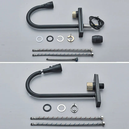 DecorBites™ Black Rainwater Kitchen Faucet Flexible Pull Out 3 Way Nozzle Mixer Tap