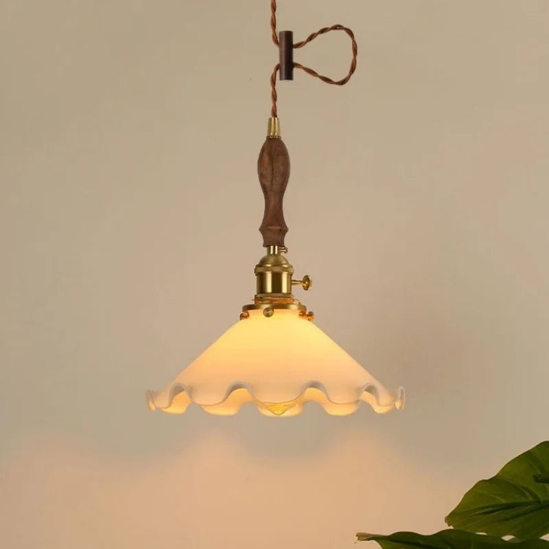 DecorBites™ Cream Glass LED Pendant Lamp - Nordic Minimalist Brass Hanging Light