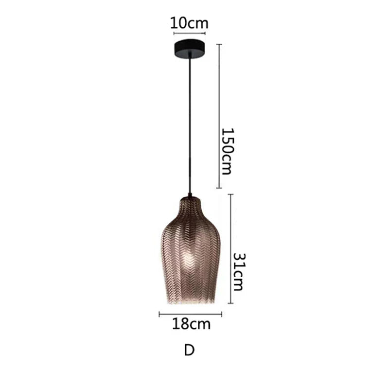 DecorBites™ Amber Glass Pendant Lights for Kitchen, Restaurant, Bedroom - E27 Luminaires