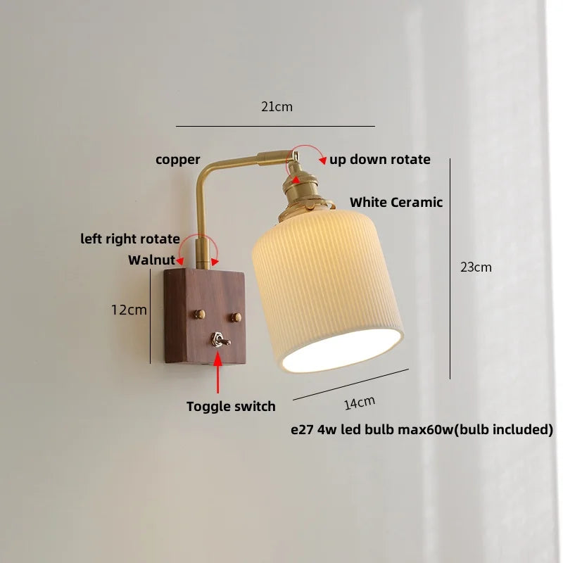 DecorBites™ Clear Glass LED Wall Light Walnut Copper Stair Fixture