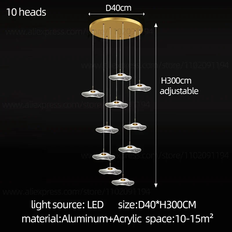 DecorBites™ LED Lotus Staircase Chandelier: Modern Design for Hotel Lobby, Villa, Kitchen Lighting
